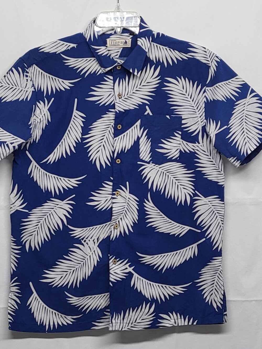 Seaspice Resortwear Button Up Size Large Short Sleeve Palm Print Premium Cotton